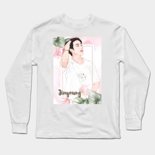 Fanart of Jinyoung in Concert with  The pink-hued Foliage Frame Long Sleeve T-Shirt